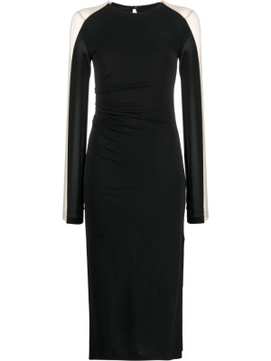 

Mesh-panelled jersey midi dress, Helmut Lang Mesh-panelled jersey midi dress