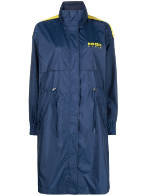 

Logo-print panelled zip-up coat, Kenzo Logo-print panelled zip-up coat