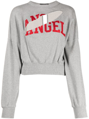 

Slogan-print cut-out detailing sweatshirt, Undercover Slogan-print cut-out detailing sweatshirt