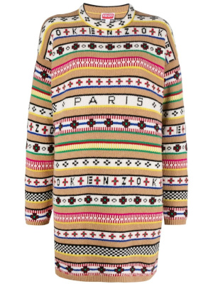 

Intarsia-knit jumper dress, Kenzo Intarsia-knit jumper dress
