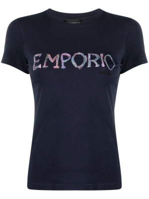 

Logo-embroidered T-shirt, Emporio Armani Logo-embroidered T-shirt