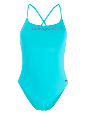 

Logo-print criss-cross swimsuit, Emporio Armani Logo-print criss-cross swimsuit