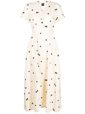

Polka dot-print linen dress, ASPESI Polka dot-print linen dress