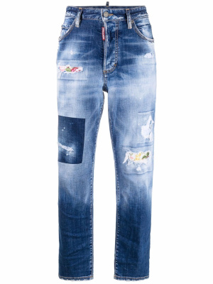 

Bleach-wash crop jeans, Dsquared2 Bleach-wash crop jeans