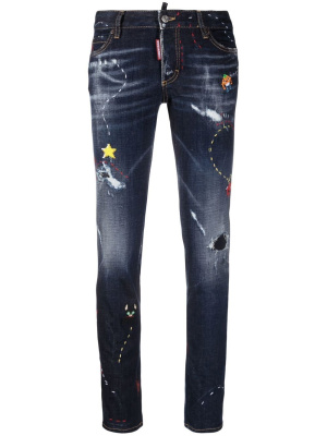 

Low-rise embroidered skinny jeans, Dsquared2 Low-rise embroidered skinny jeans