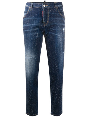 

Studded cropped skinny-fit jeans, Dsquared2 Studded cropped skinny-fit jeans