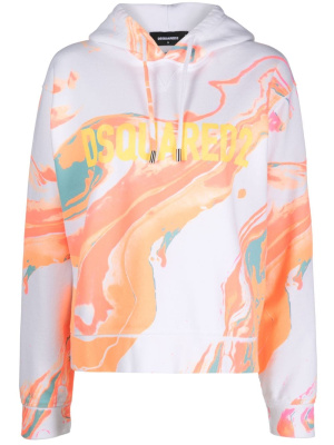 

Marbled-pattern cotton hoodie, Dsquared2 Marbled-pattern cotton hoodie