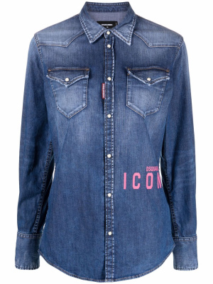 

Logo-print denim shirt, Dsquared2 Logo-print denim shirt