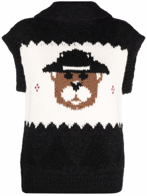 

Intarsia-knit sleeveless cardigan, Dsquared2 Intarsia-knit sleeveless cardigan
