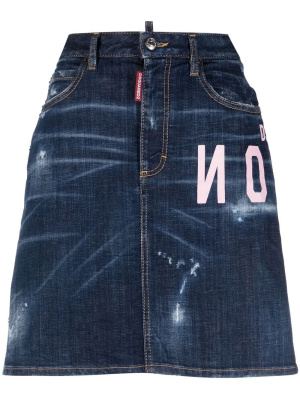 

Logo-print detail denim skirt, Dsquared2 Logo-print detail denim skirt