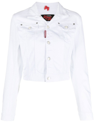 

Honey logo-patch cropped denim jacket, Dsquared2 Honey logo-patch cropped denim jacket