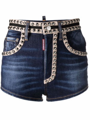 

Stud-embellished denim shorts, Dsquared2 Stud-embellished denim shorts