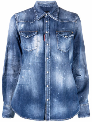 

Bleached long-sleeve denim shirt, Dsquared2 Bleached long-sleeve denim shirt