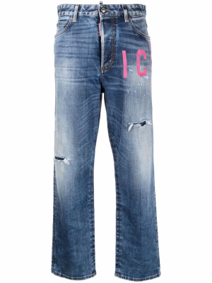 

Icon-print straight-leg jeans, Dsquared2 Icon-print straight-leg jeans