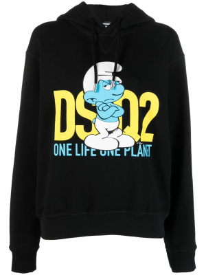 

Graphic-print organic cotton hoodie, Dsquared2 Graphic-print organic cotton hoodie