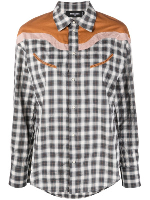 

Panelled check-print shirt, Dsquared2 Panelled check-print shirt