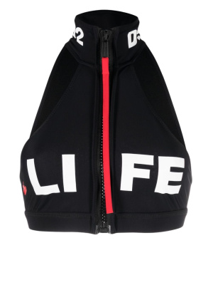 

Logo-print zip-up bikini top, Dsquared2 Logo-print zip-up bikini top
