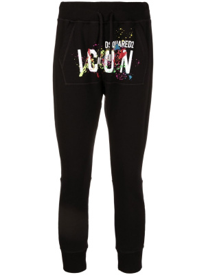 

Icon splatter-print cotton track pants, Dsquared2 Icon splatter-print cotton track pants