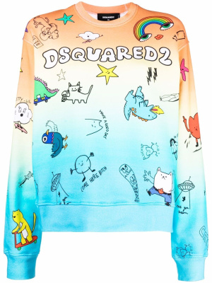

Doodle-detail logo print sweatshirt, Dsquared2 Doodle-detail logo print sweatshirt