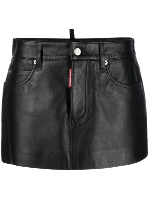 

Logo-tag leather miniskirt, Dsquared2 Logo-tag leather miniskirt