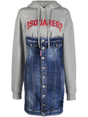 

Logo-print panelled hoodie dress, Dsquared2 Logo-print panelled hoodie dress