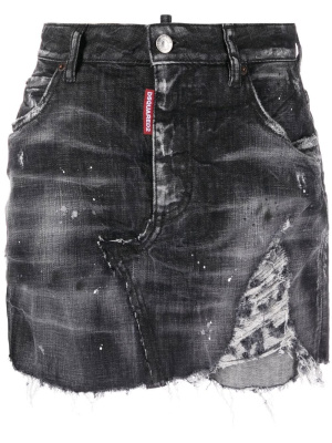 

Distressed-effect denim mini skirt, Dsquared2 Distressed-effect denim mini skirt