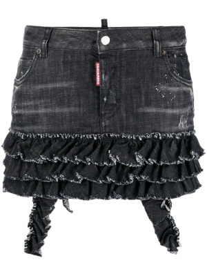 

Ruffled denim miniskirt, Dsquared2 Ruffled denim miniskirt