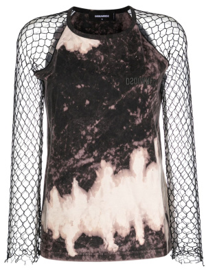 

Abstract pattern mesh sleeve top, Dsquared2 Abstract pattern mesh sleeve top