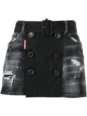 

Double-buttoned denim mini skirt, Dsquared2 Double-buttoned denim mini skirt