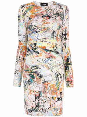 

Abstract-print long-sleeve dress, Dsquared2 Abstract-print long-sleeve dress