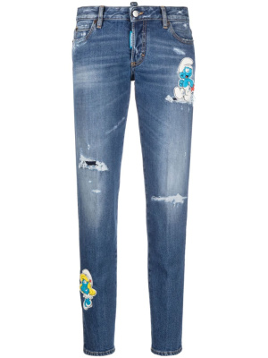 

X Smurfs patch-detail ripped jeans, Dsquared2 X Smurfs patch-detail ripped jeans