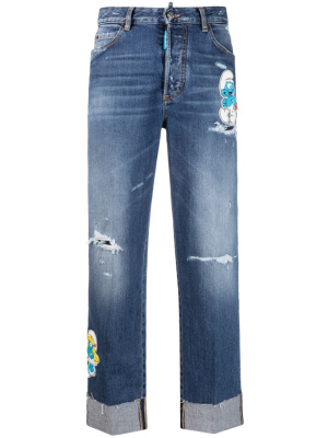 

X Smurfs low-rise cropped jeans, Dsquared2 X Smurfs low-rise cropped jeans