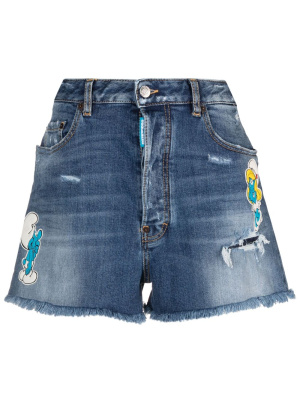 

Embroidered-design denim shorts, Dsquared2 Embroidered-design denim shorts