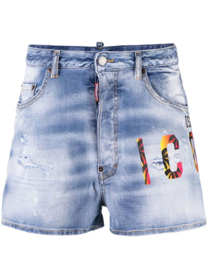 

Icon-print low-rise denim shorts, Dsquared2 Icon-print low-rise denim shorts