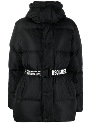 

Logo-print belted puffer, Dsquared2 Logo-print belted puffer