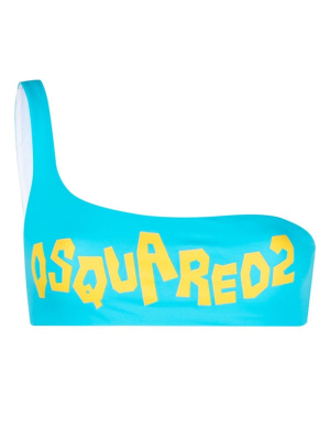 

One-shoulder logo-print bikini top, Dsquared2 One-shoulder logo-print bikini top