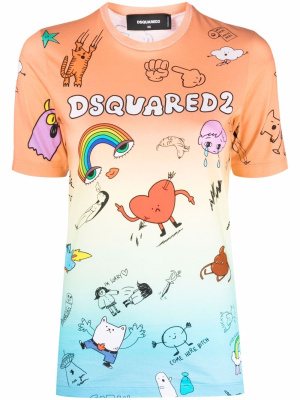 

Graphic-print gradient T-shirt, Dsquared2 Graphic-print gradient T-shirt