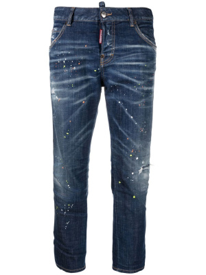 

Low-rise paint-splatter jeans, Dsquared2 Low-rise paint-splatter jeans