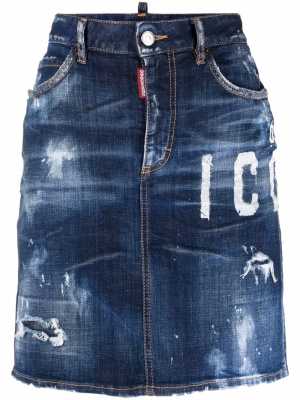 

Logo-print denim skirt, Dsquared2 Logo-print denim skirt