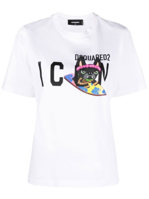

Cat logo-print T-shirt, Dsquared2 Cat logo-print T-shirt