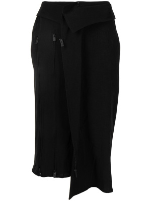 

Asymmetric zip detail skirt, Yohji Yamamoto Asymmetric zip detail skirt