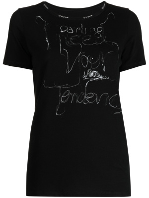 

Illustration-print logo-embroidered T-shirt, Yohji Yamamoto Illustration-print logo-embroidered T-shirt