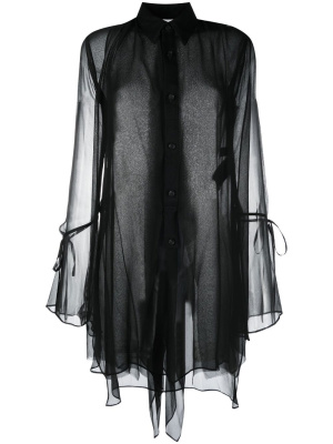 

Draped sheer button-up shirt, Yohji Yamamoto Draped sheer button-up shirt