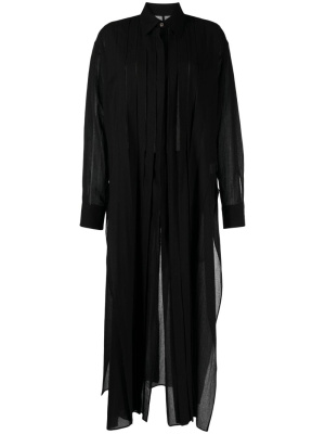 

Pleated semi-sheer cotton maxi dress, Yohji Yamamoto Pleated semi-sheer cotton maxi dress