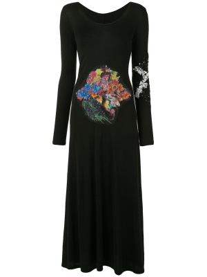 

Floral patch embroidered dress, Yohji Yamamoto Floral patch embroidered dress