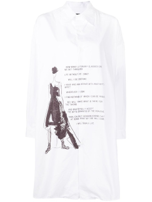 

Graphic-print longline shirt, Yohji Yamamoto Graphic-print longline shirt
