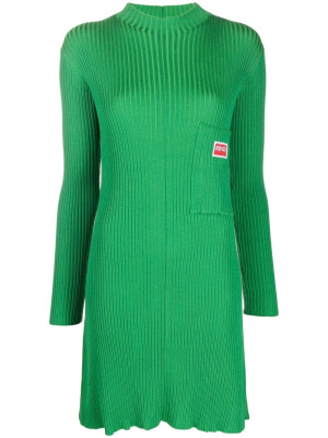 

Embroidered logo-patch ribbed-knit dress, Kenzo Embroidered logo-patch ribbed-knit dress