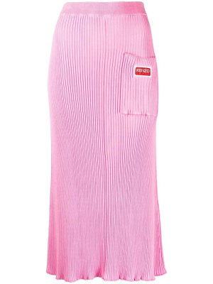 

Logo-patch ribbed midi skirt, Kenzo Logo-patch ribbed midi skirt