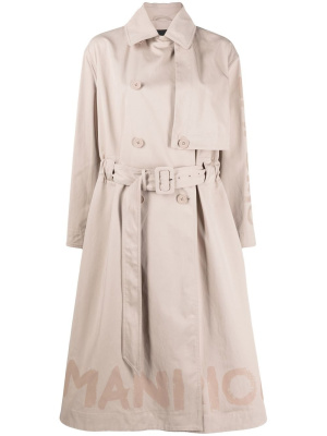 

Logo-print trench coat, Emporio Armani Logo-print trench coat
