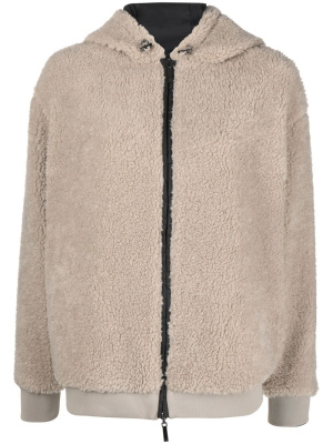 

Faux-shearling embroidered-logo jacket, Emporio Armani Faux-shearling embroidered-logo jacket